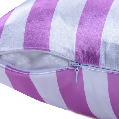 Luxury Soft Striped Satin Silk Cushion Cover in Set of 2 - Dark Pink
