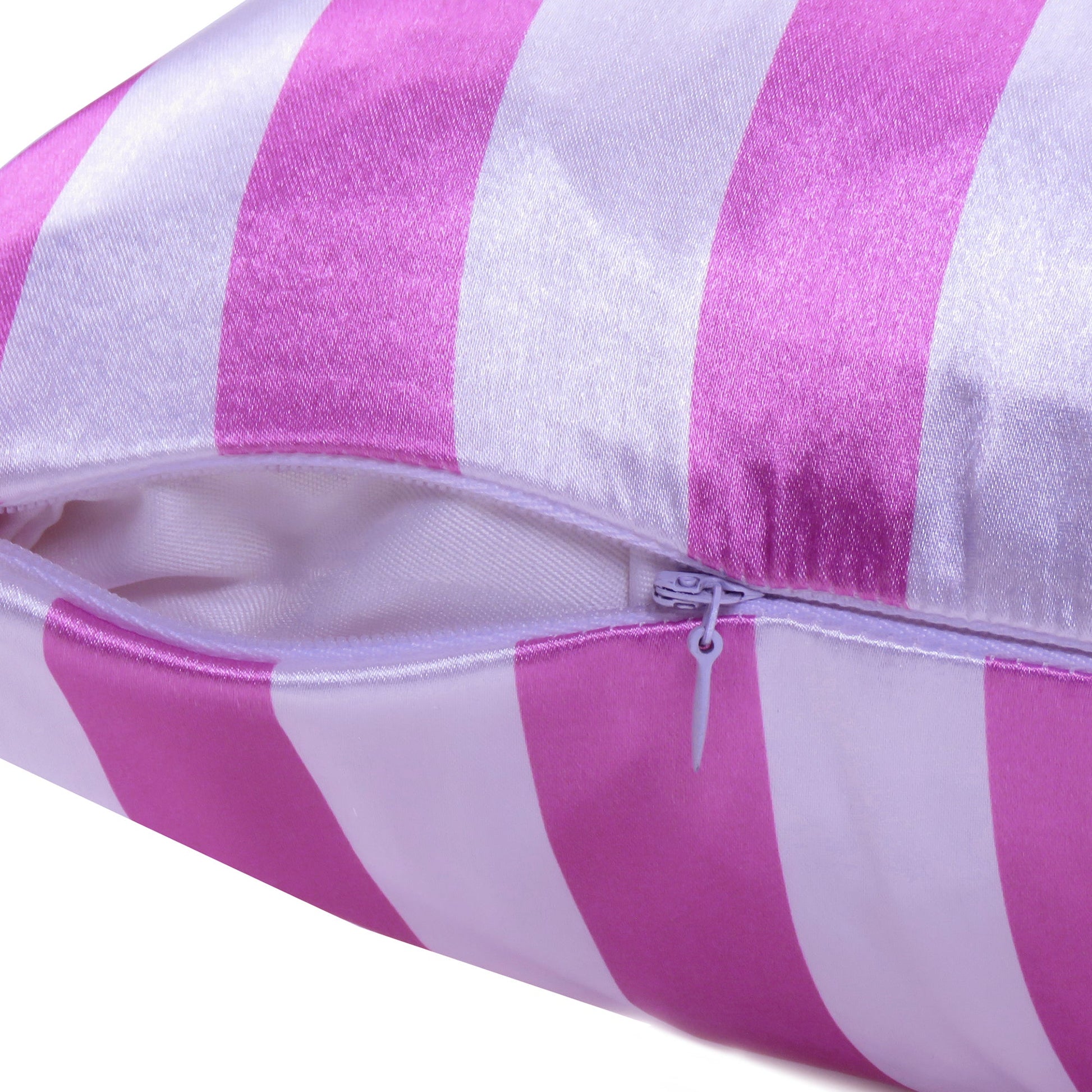 Luxury Soft Striped Satin Silk Cushion Cover in Set of 2 - Light Pink