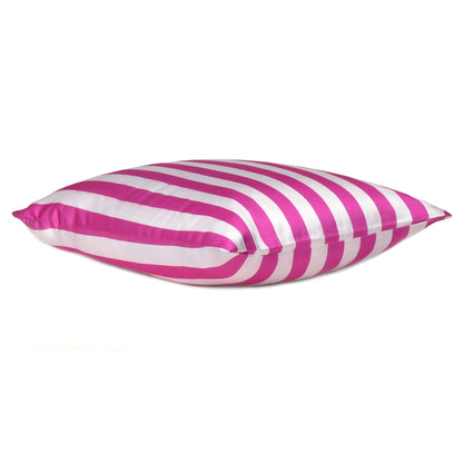 Pink Silky Striped Satin Silk Cushion Covers in Set of 2
