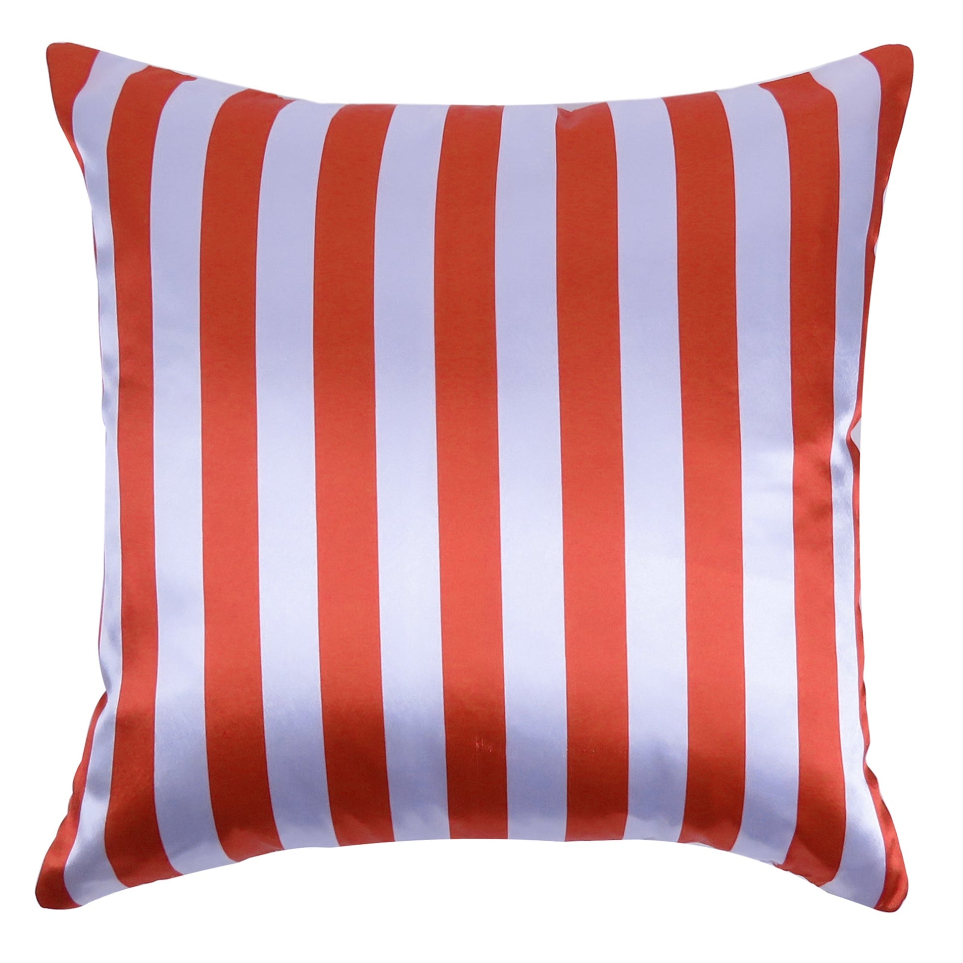 Red Silky Striped Satin Silk Cushion Covers in Set of 2