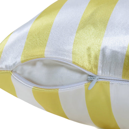 Luxury Soft Striped Satin Silk Cushion Cover in Set of 2 - Yellow