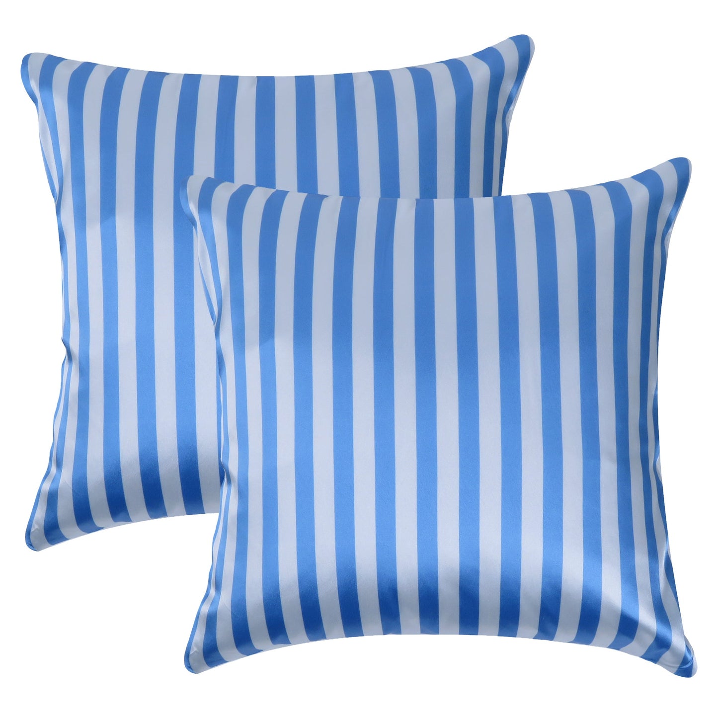 All Aboard Silky Striped Satin Silk Cushion Covers in Set of 2
