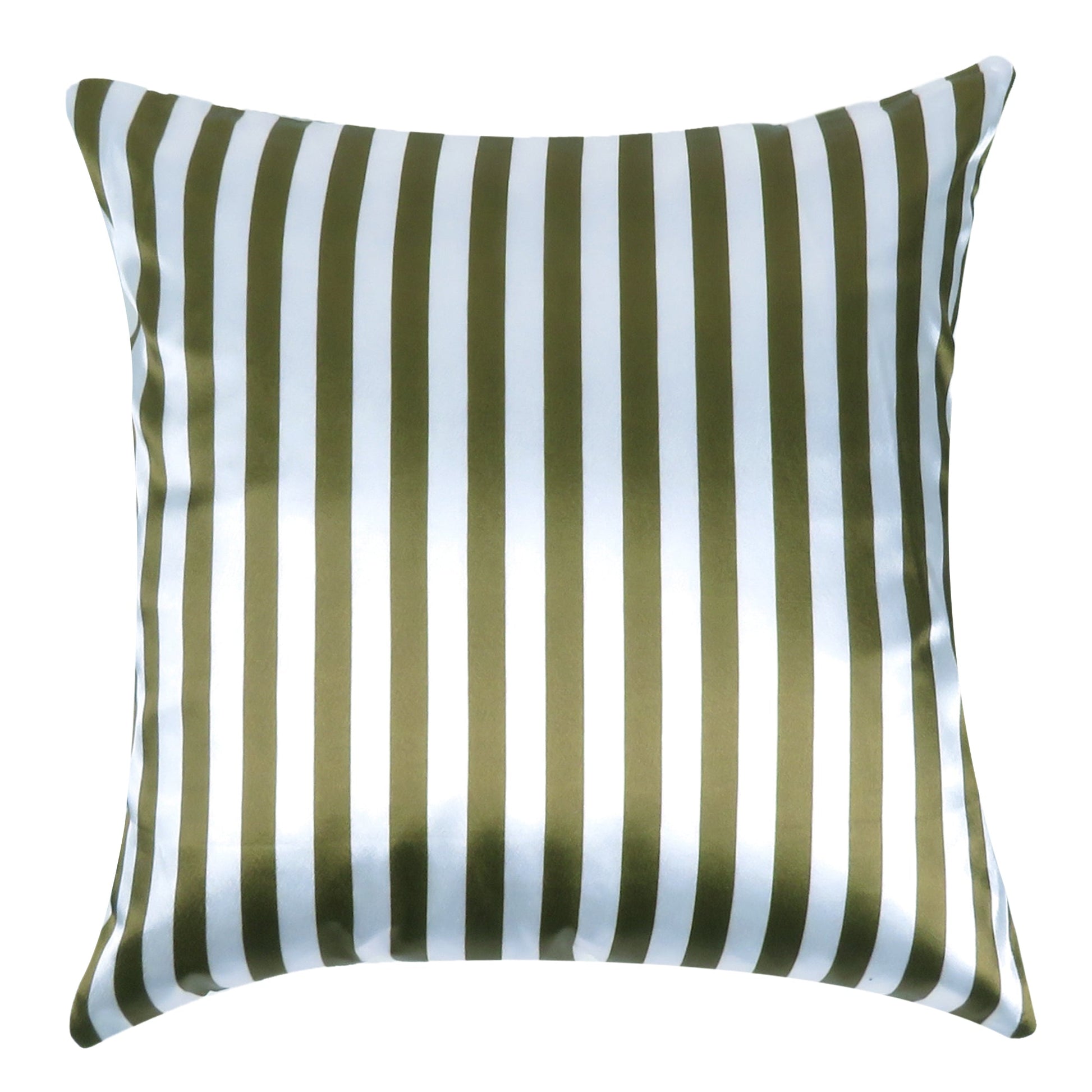 Ambrosia Green Silky Striped Satin Silk Cushion Covers in Set of 2
