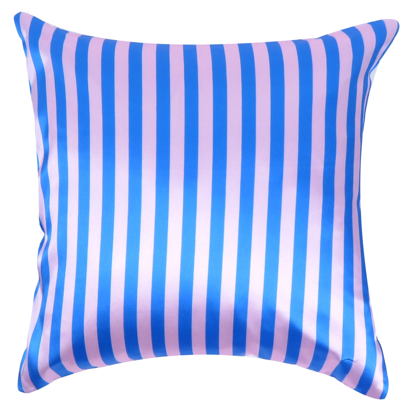 Blue Aster Fairy Tale Silky Striped Satin Silk Cushion Covers in Set of 2