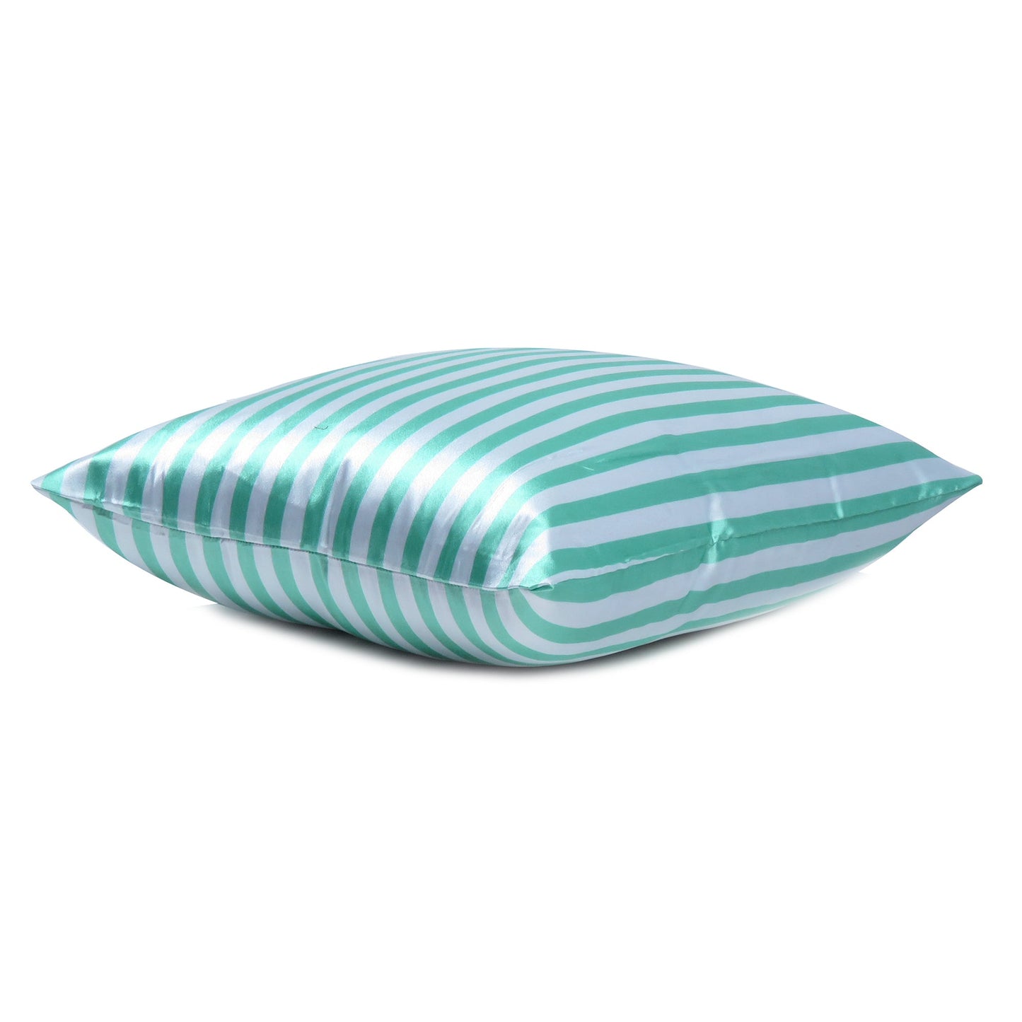 Cabbage Silky Striped Satin Silk Cushion Covers in Set of 2