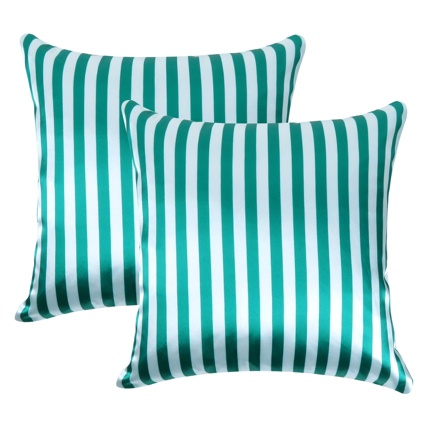 Columbia Silky Striped Satin Silk Cushion Covers in Set of 2