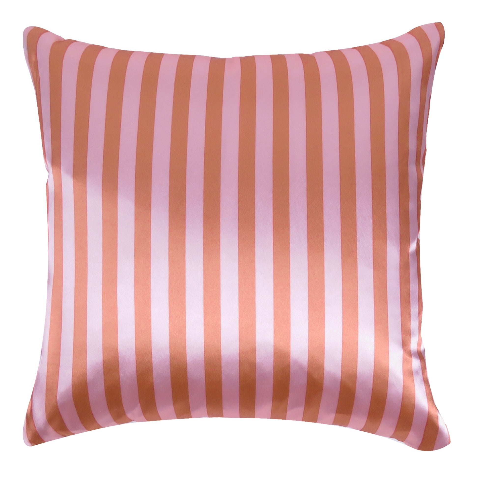 Flamingo Silky Striped Satin Silk Cushion Covers in Set of 2