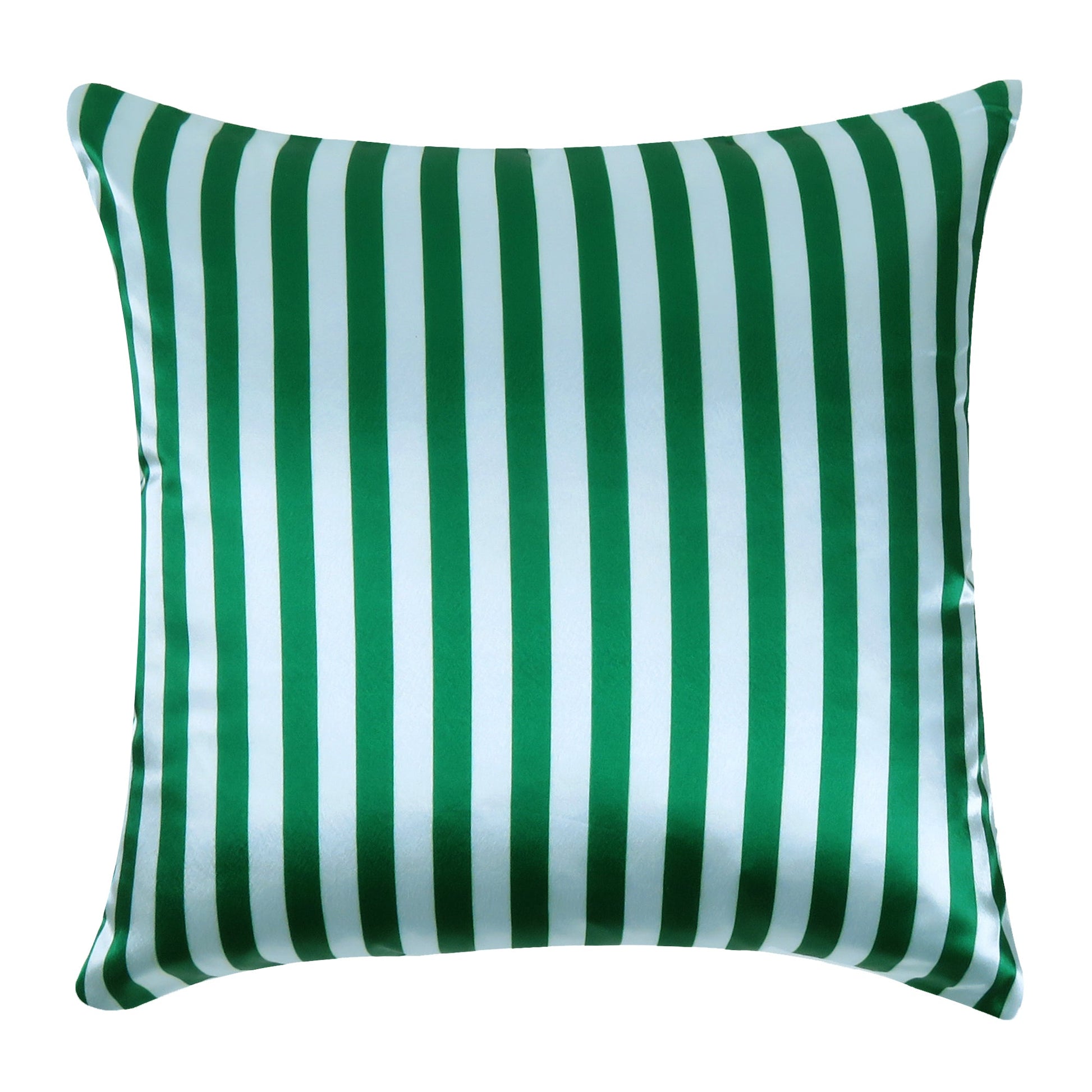 Jolly Green Silky Striped Satin Silk Cushion Covers in Set of 2