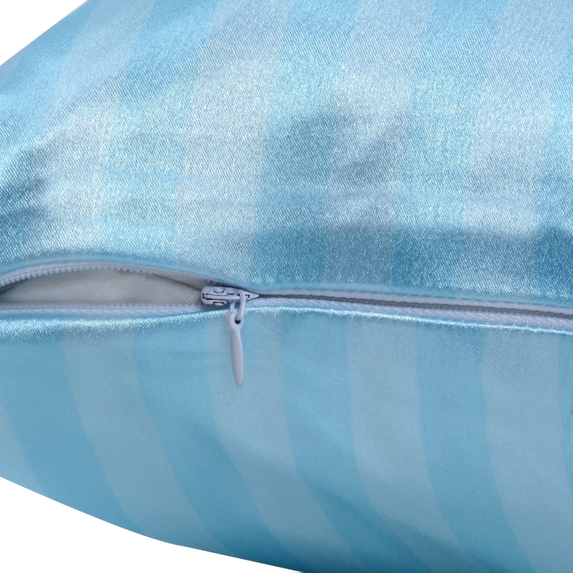 Luxury Soft Striped Satin Silk Cushion Cover in Set of 2 - Sky Blue