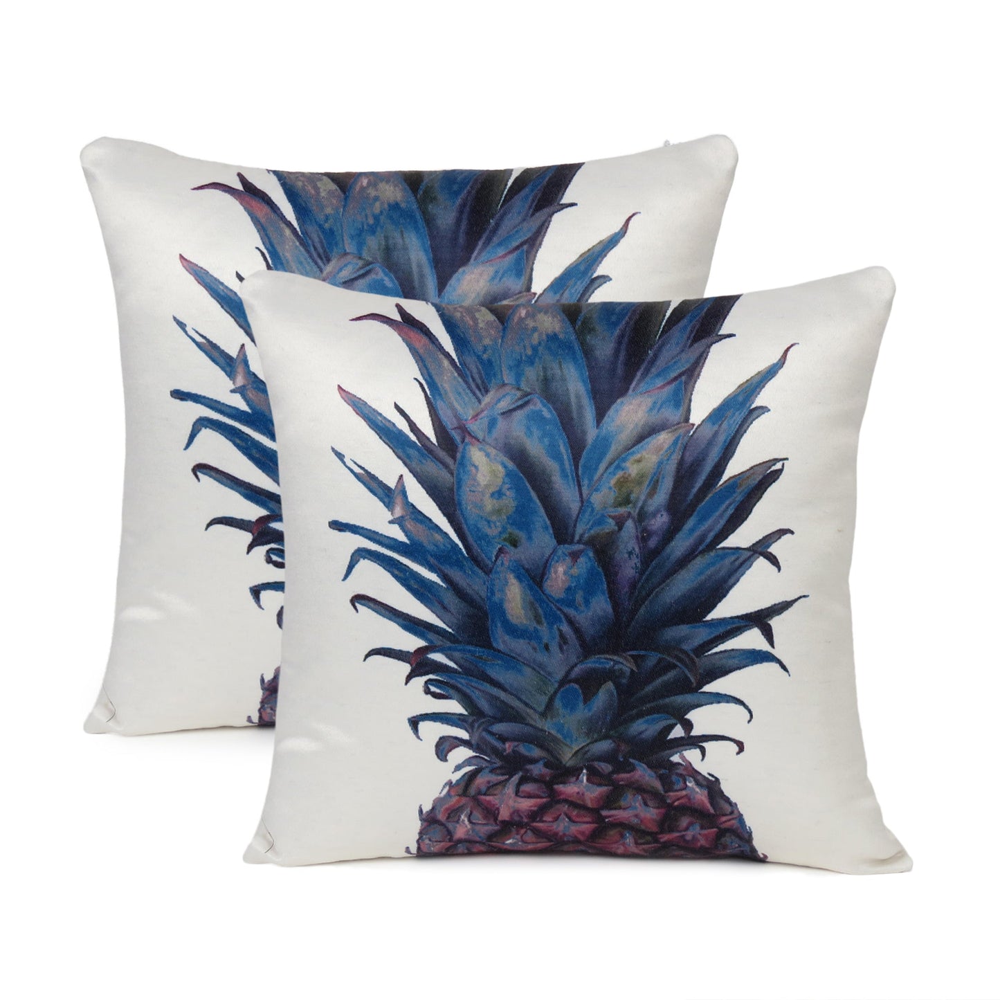Blue Pineapple Printed Cushion Cover in Set of 2