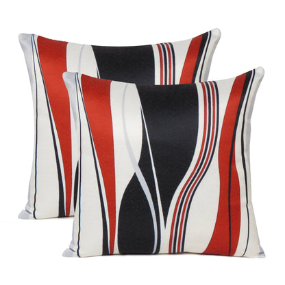 Multicolor Vector wave Printed Cushion Cover in Set of 2