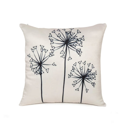 White Dandelion Printed Cushion Cover in Set of 2
