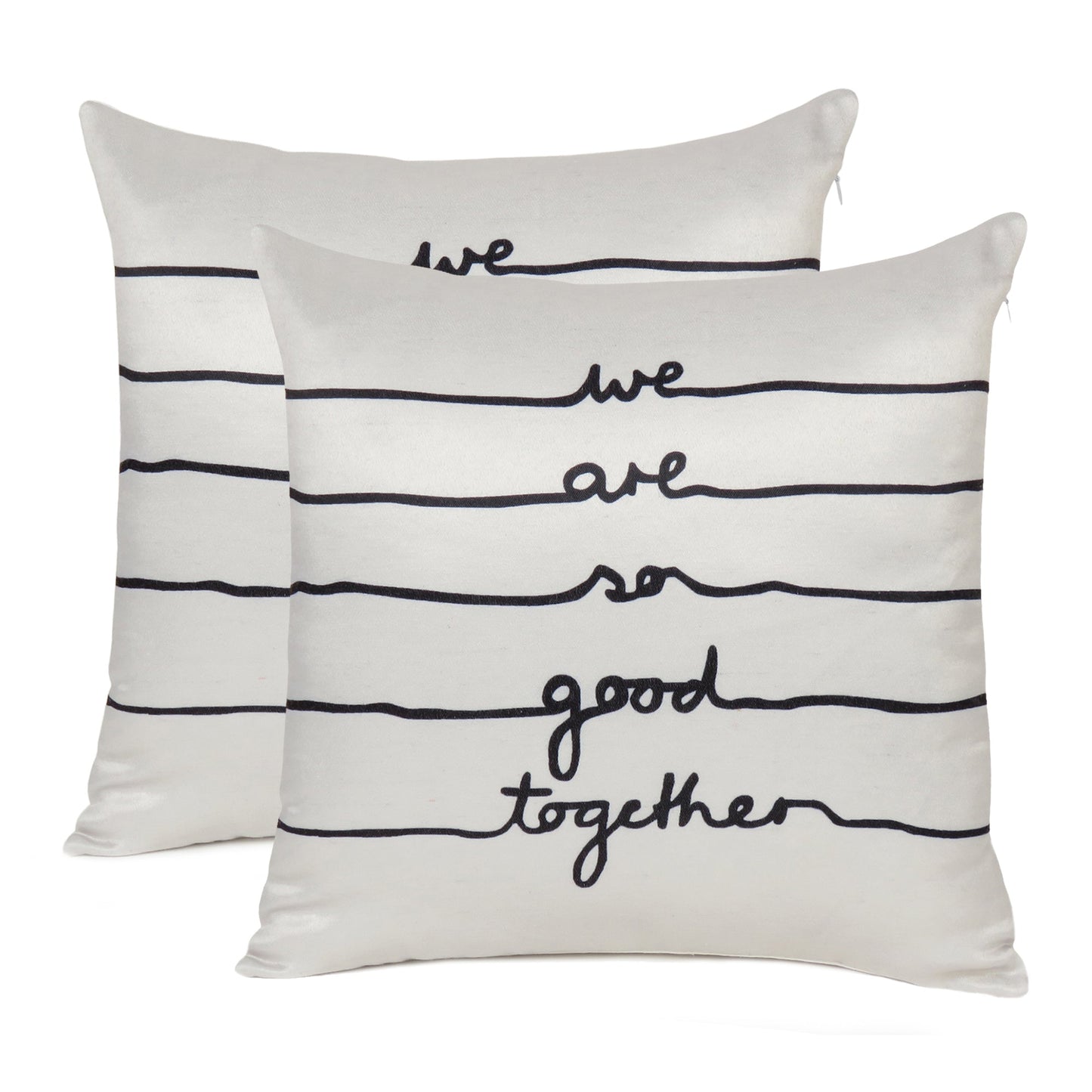 White Quote Printed Cushion Cover in Set of 2