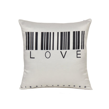 White Love Printed Cushion Cover in Set of 2