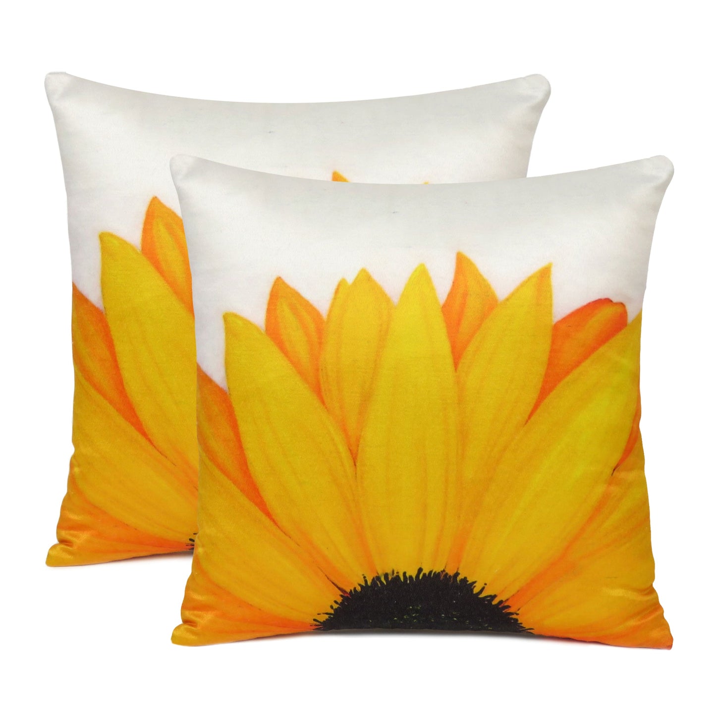 Yellow Sunflower Printed Cushion Cover in Set of 2