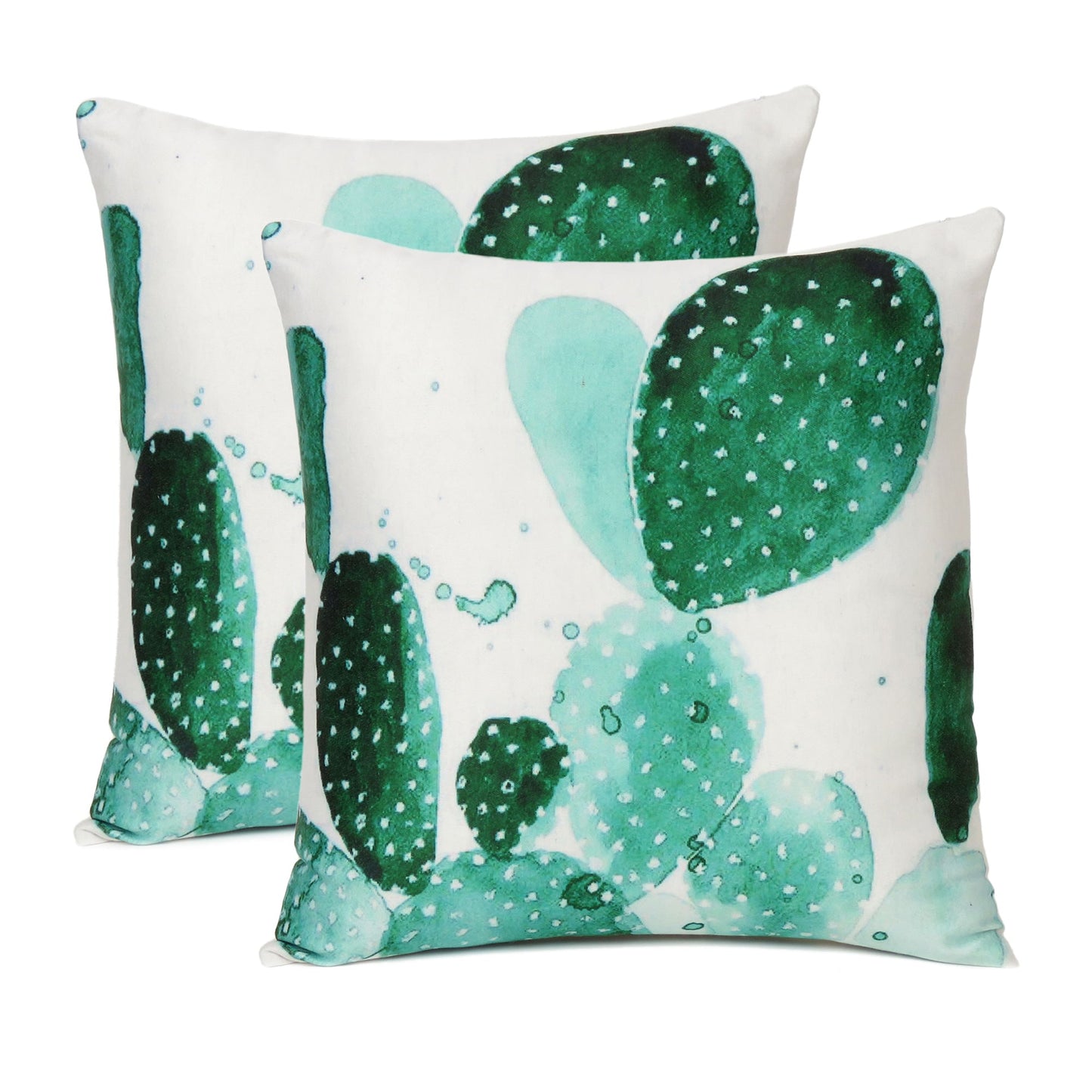 Green Cactus Printed Cushion Cover in Set of 2
