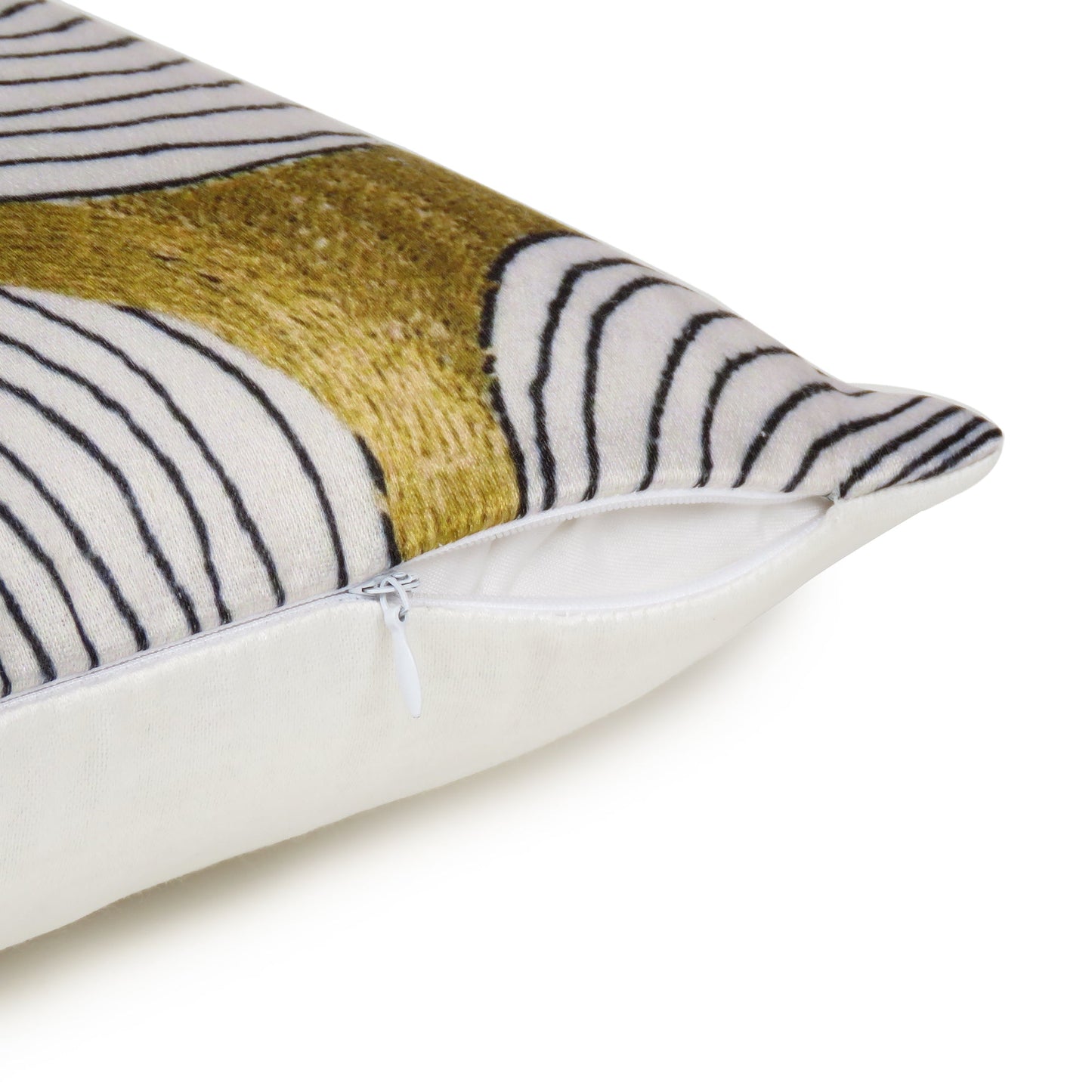 White Abstract Printed Cushion Cover in Set of 2