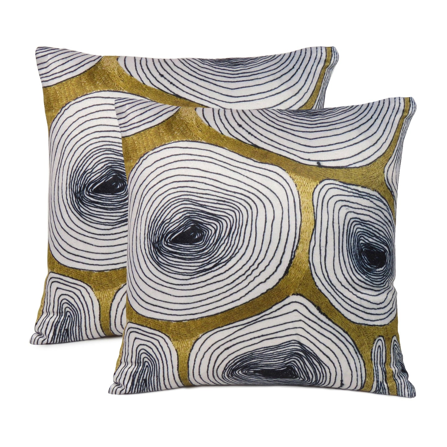 White Abstract Printed Cushion Cover in Set of 2