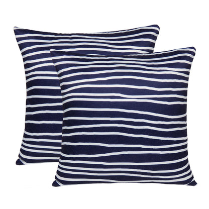 Blue Wave Printed Cushion Cover in Set of 2