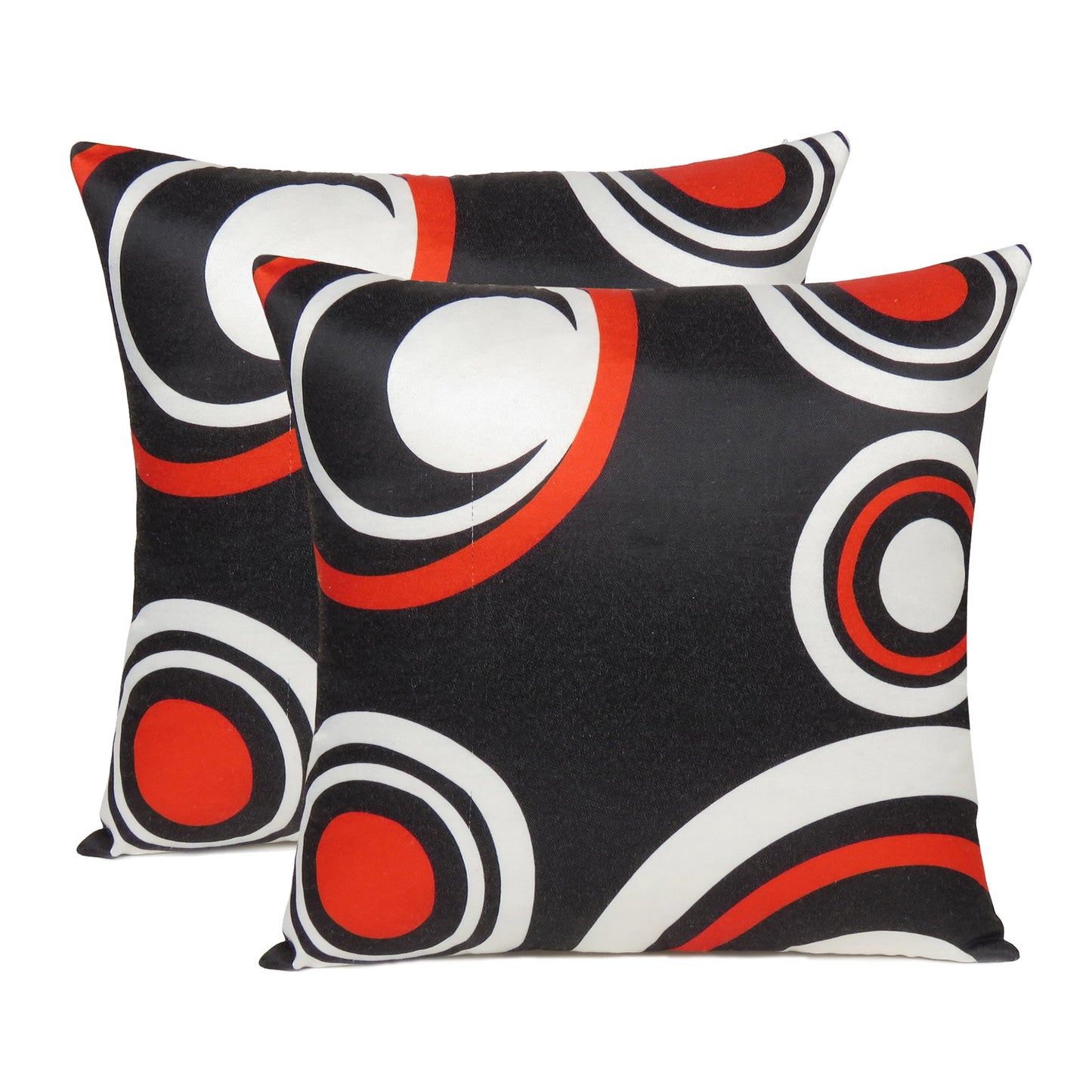 Black  Circle Printed Cushion Cover in Set of 2