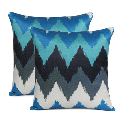 Multicolor Chevron Printed Cushion Cover in Set of 2