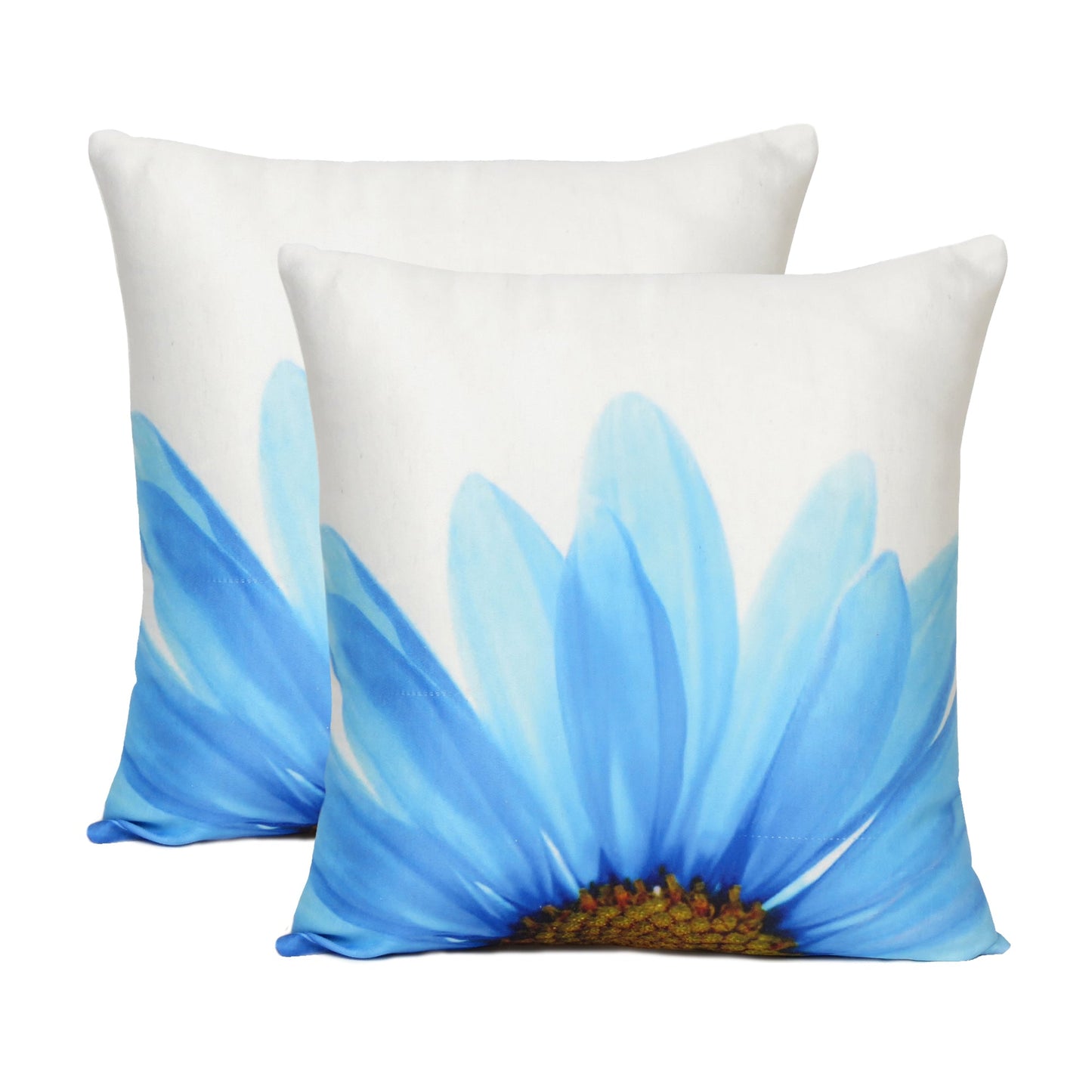 Blue Floral Print Cushion Cover in Set of 2