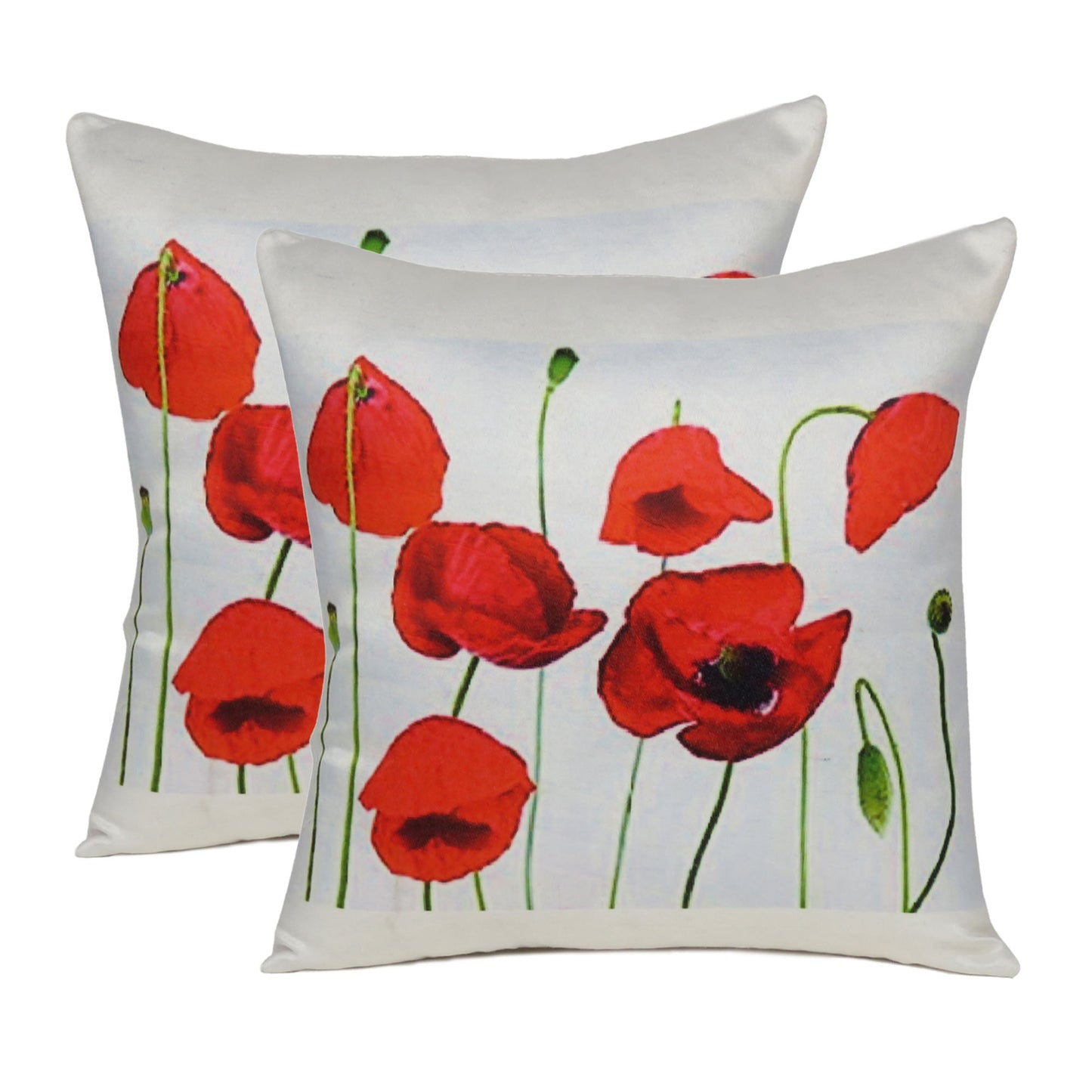 Red Floral Printed Cushion Cover in Set of 2