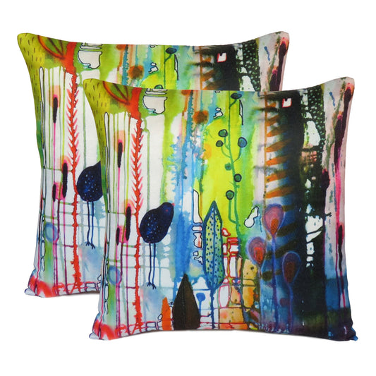 Multicolor Abstract Printed Cushion Cover in Set of 2