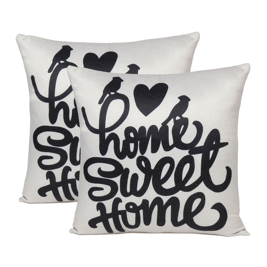 Black and White Printed Cushion Cover in Set of 2