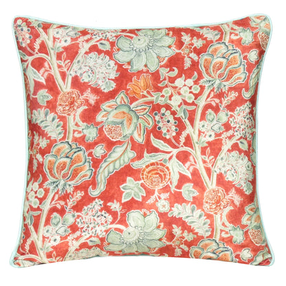 Velvet Polydupion Printed Cushion Covers in Set of 2 - Red
