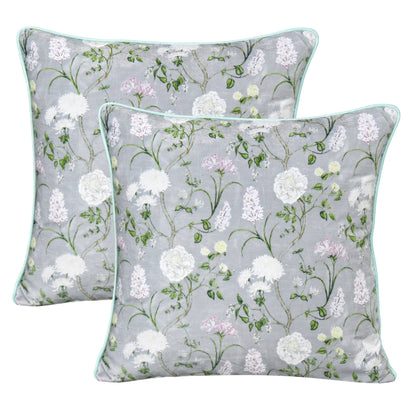 Velvet Polydupion Printed Cushion Covers in Set of 2 - Gray