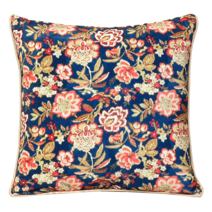 Velvet Polydupion Printed Cushion Covers in Set of 2 - Blue