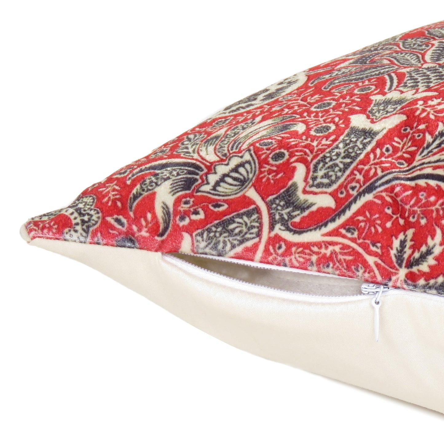 Velvet Polydupion Printed Cushion Covers in Set of 2 - Red