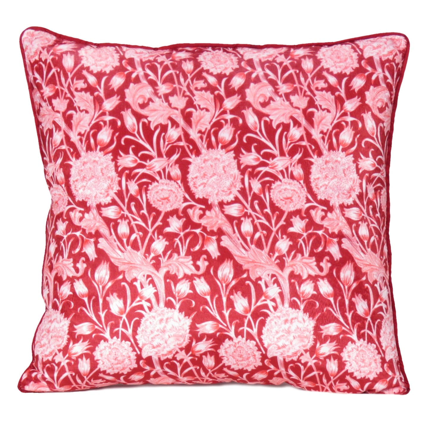 Velvet Polydupion Printed Cushion Covers in Set of 2 - Red & White
