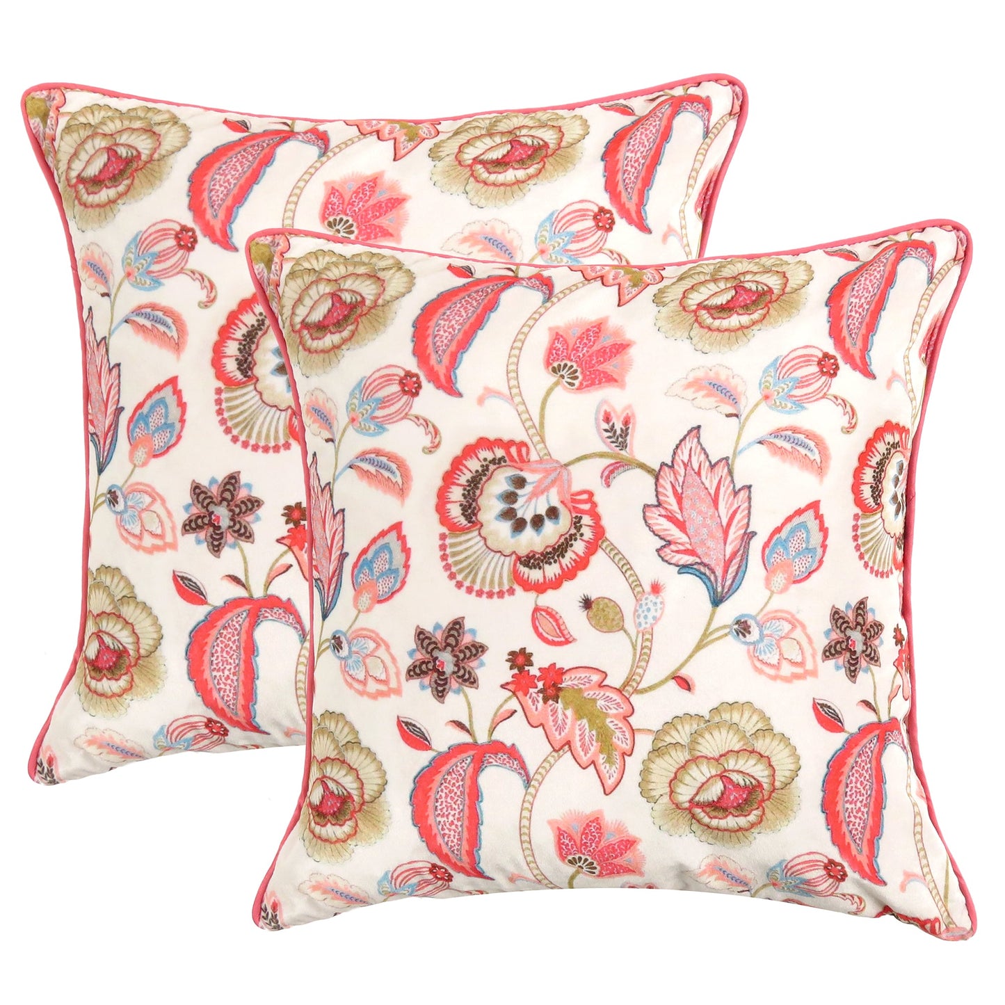 Velvet Polydupion Printed Cushion Covers in Set of 2 - White
