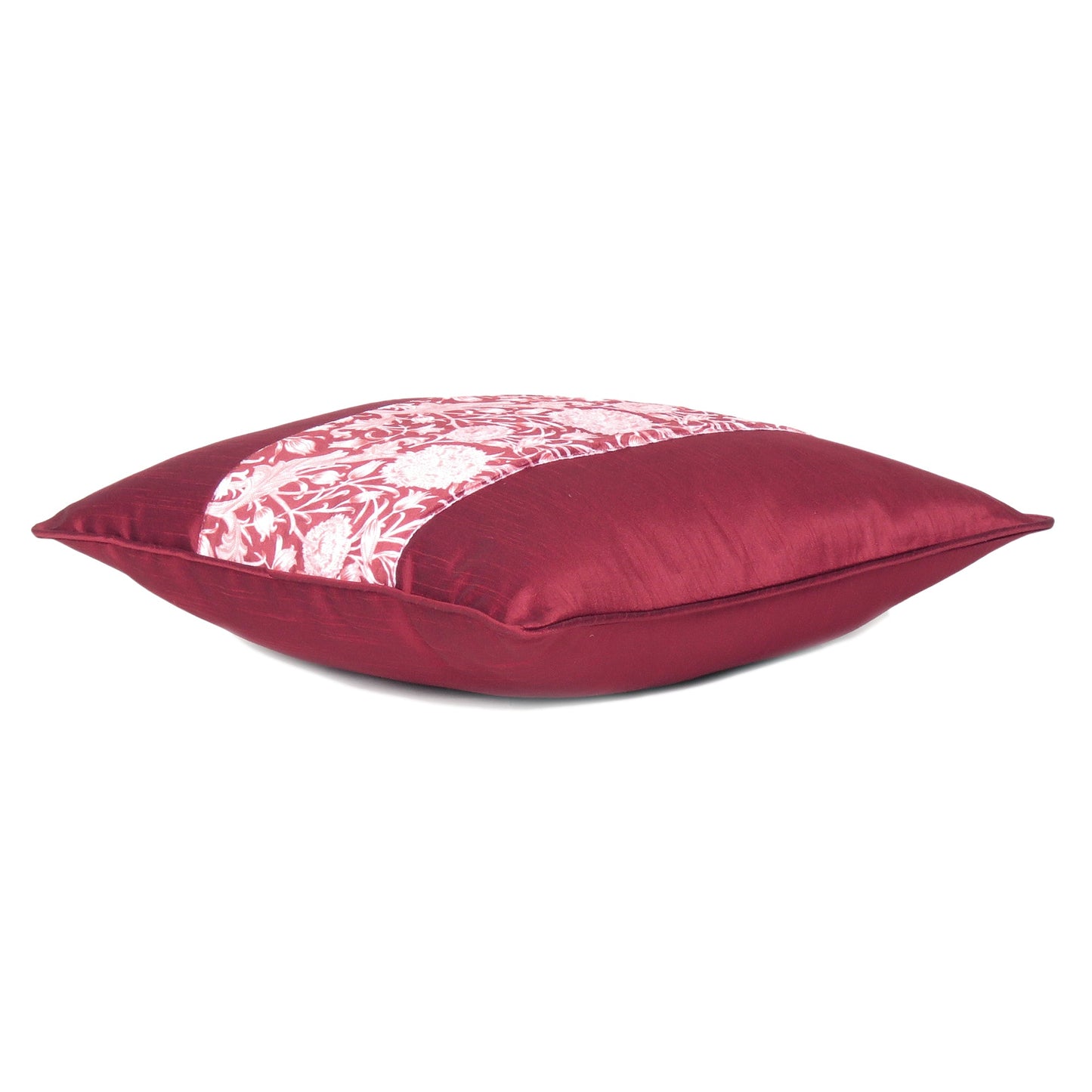 Velvet Polydupion Decorative Printed Cushion Cases in Set of 2 - Maroon