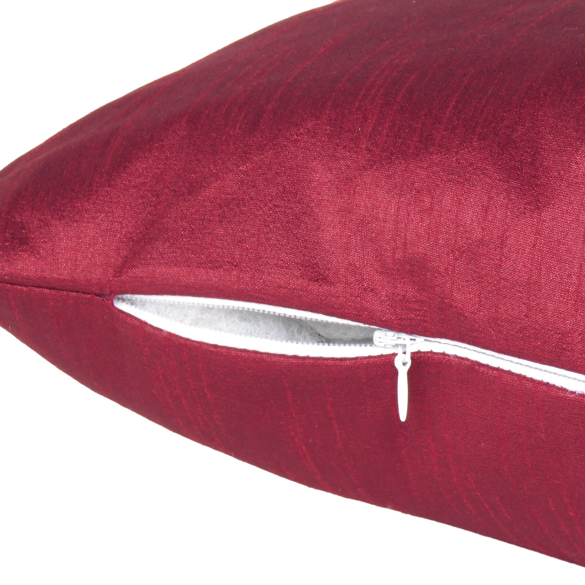 Velvet Polydupion Decorative Printed Cushion Cases in Set of 2 - Maroon