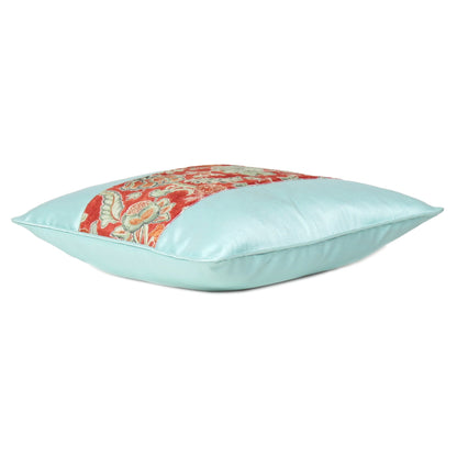 Velvet Polydupion Decorative Printed Cushion Cases in Set of 2 - Sea Green