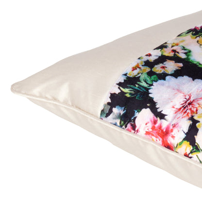Velvet Polydupion Decorative Printed Cushion Cases in Set of 2 - Cream