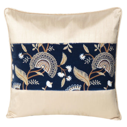 Velvet Polydupion Decorative Printed Cushion Cases in Set of 2 - Beige