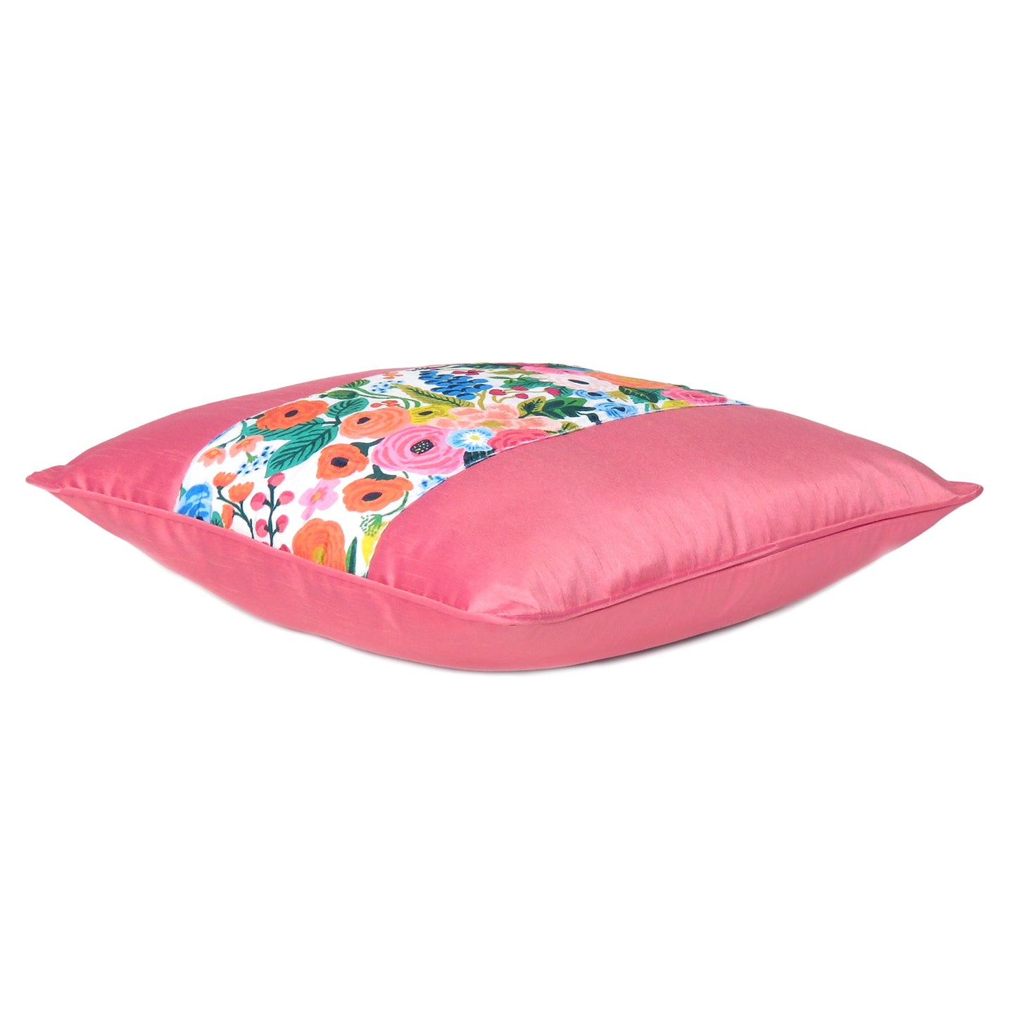 Velvet Polydupion Decorative Printed Cushion Cases in Set of 2 - Pink
