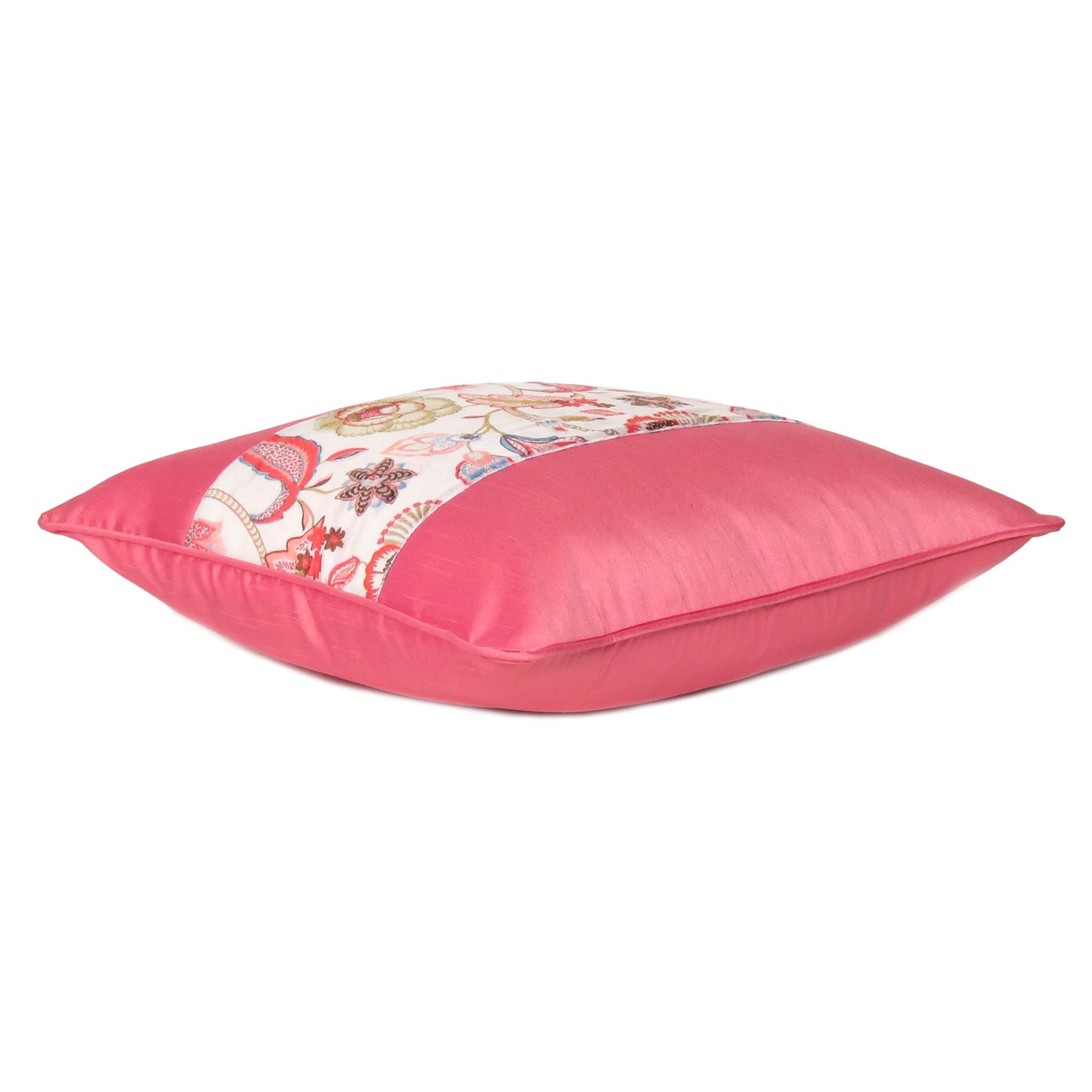 Velvet Polydupion Decorative Printed Cushion Cases in Set of 2 - Pink