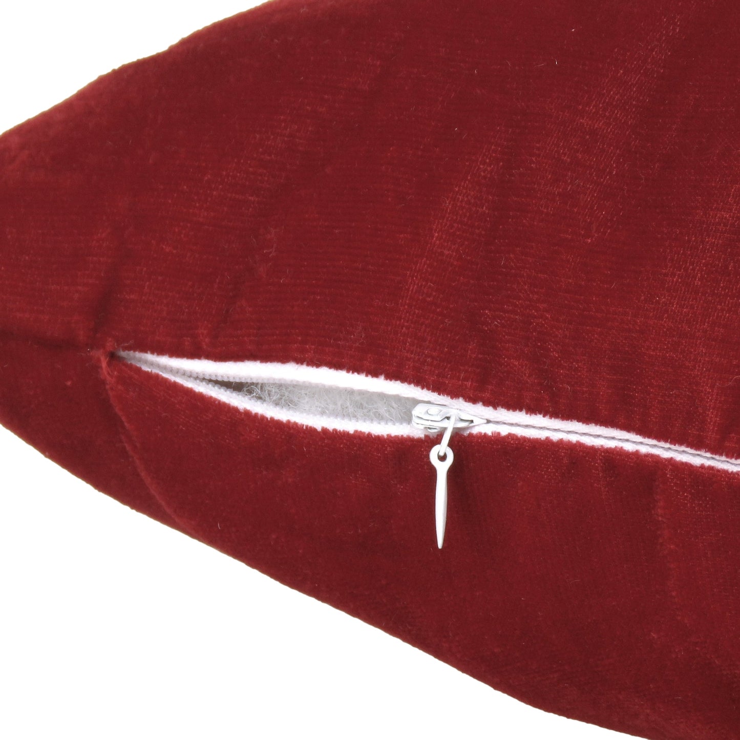 Solid Velvet Cushion Cover with Pink Piping Edge in Set of 2 - Maroon