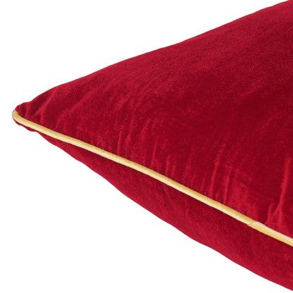 Maroon Velvet Cushion Cover with Gold Piping Edge in Set of 2