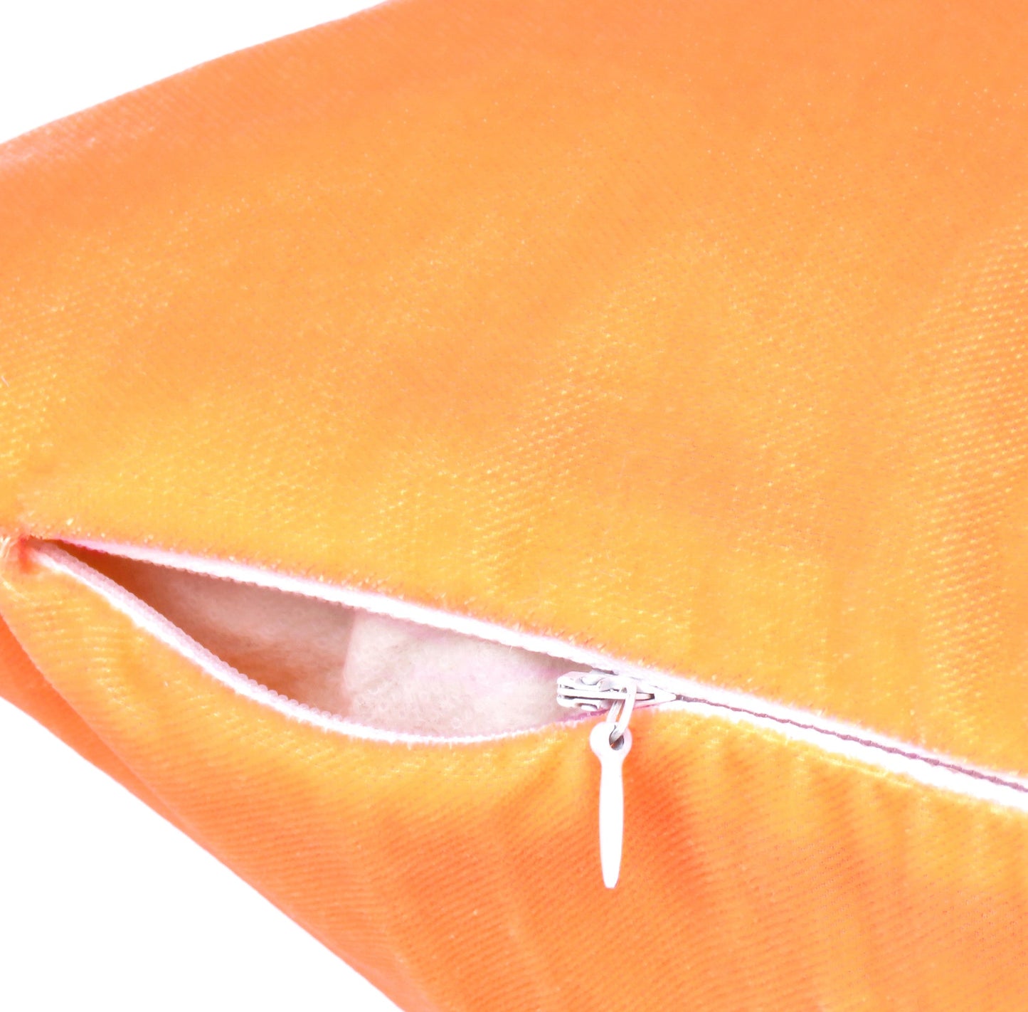 Solid Velvet Cushion Cover with Purple Piping Edge in Set of 2 - Orange