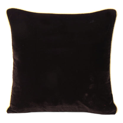 Chocolate Brown Velvet Cushion Cover with Gold Piping Edge in Set of 2