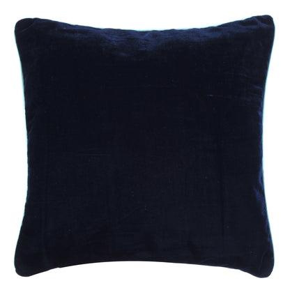 Navy Blue Velvet Cushion Cover with Ice Green Piping Edge in Set of 2
