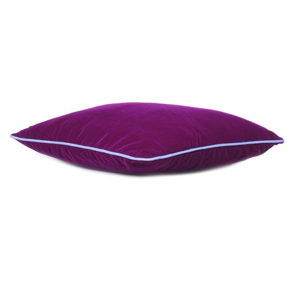Purple Passion  Velvet Cushion Cover with Orchid Bloom Piping Edge in Set of 2