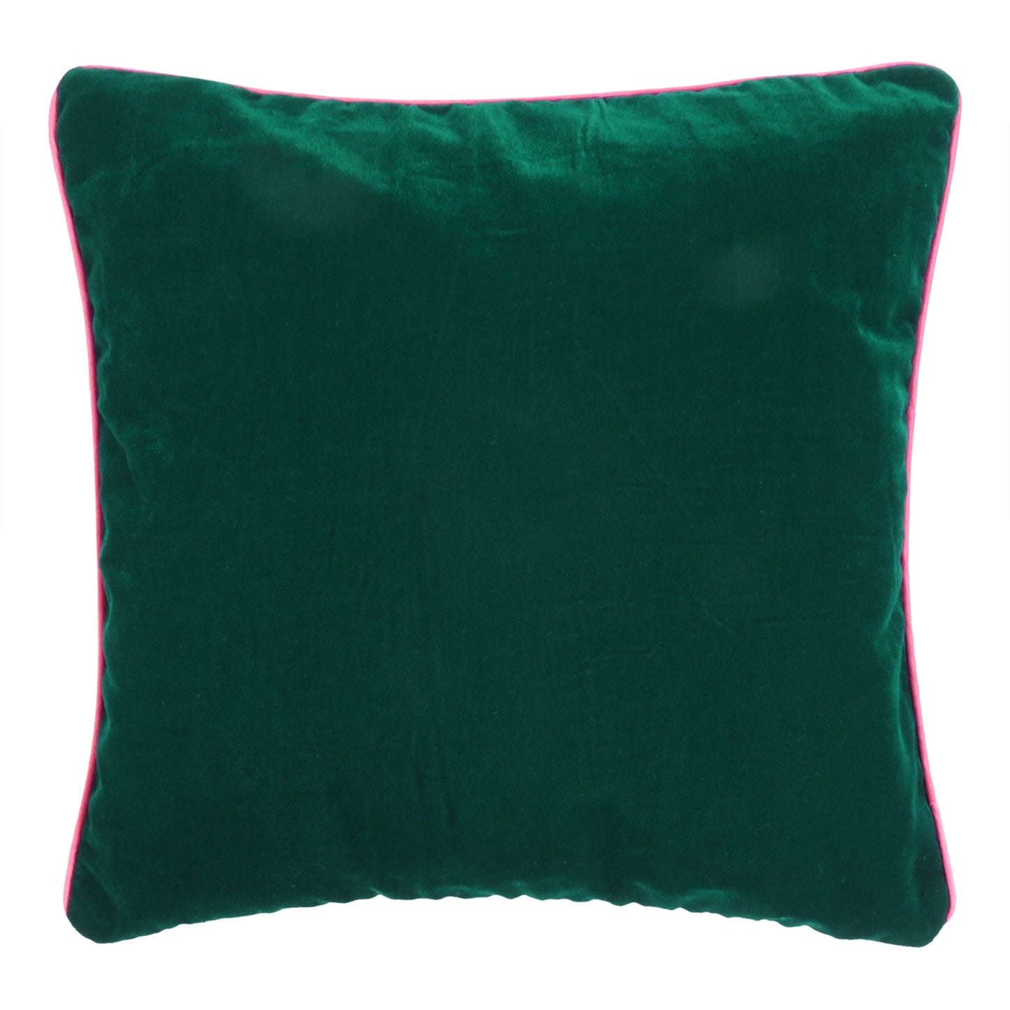 Bayberry Green Velvet Cushion Cover with Light Pink Piping Edge in Set of 2