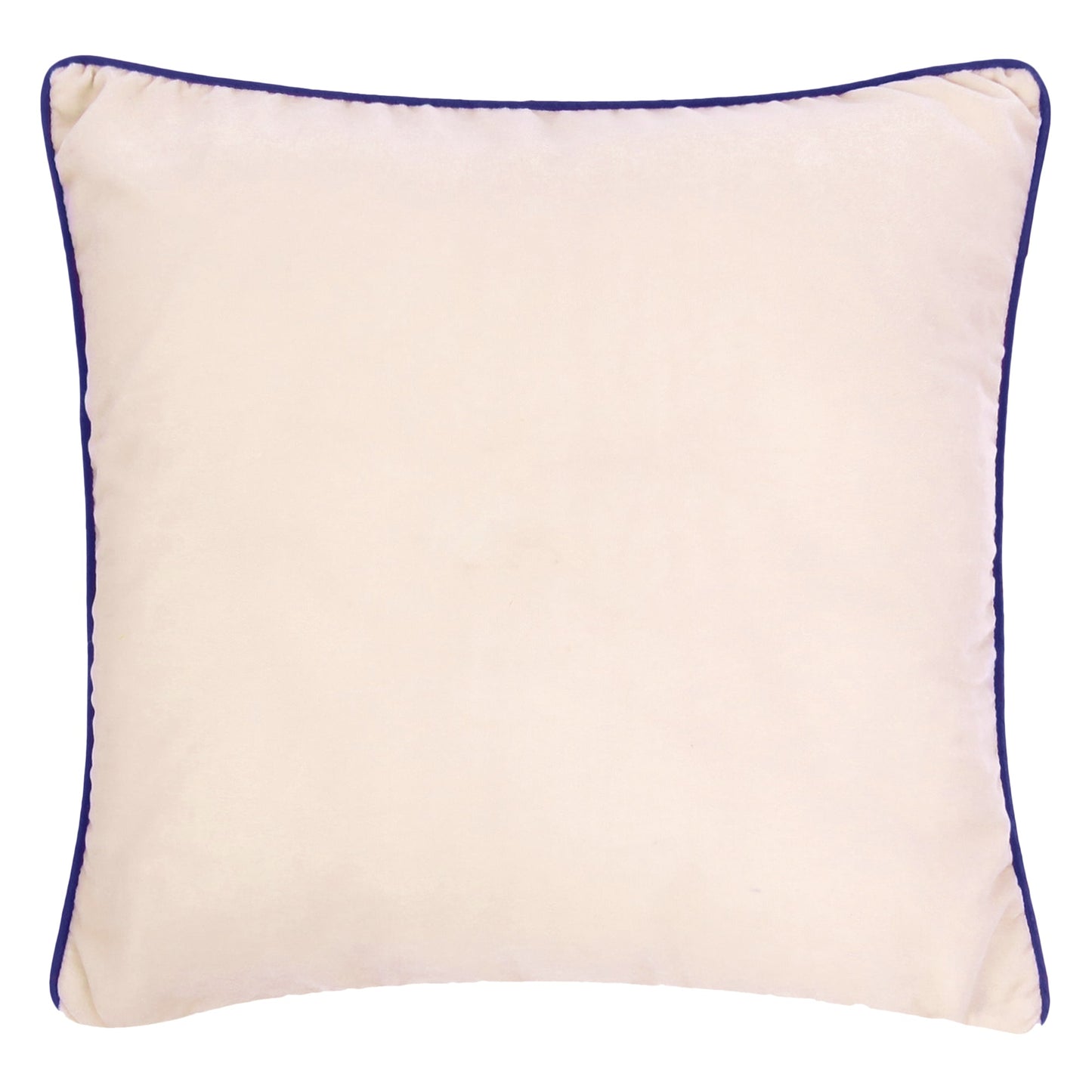 Gossamer Pink Velvet Cushion Cover with Navy Blue Piping Edge in Set of 2